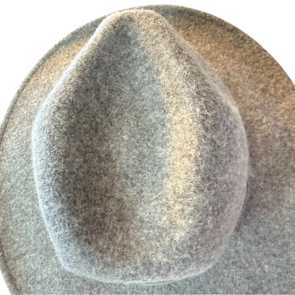 Bass 100% Wool Medium Gray Fedora Hat Wide Brim One Size Classic Unisex